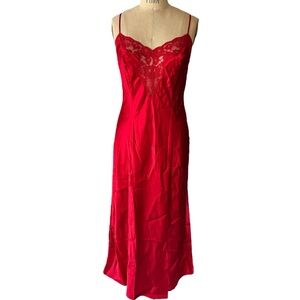 Vintage 90s Frederick’s of Hollywood Red Maxi Slip Dress